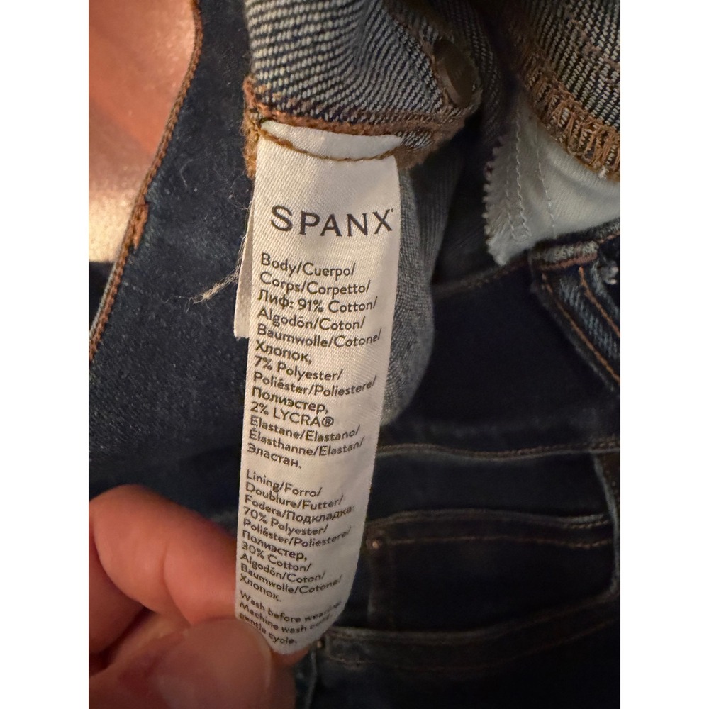 Spanx Flare Jeans Womens Dark Indigo High Rise Pull On Stretch Denim L/G - Picture 4 of 9